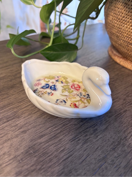 Other - Vintage Porcelain Swan Trinket Dish with Floral Interior